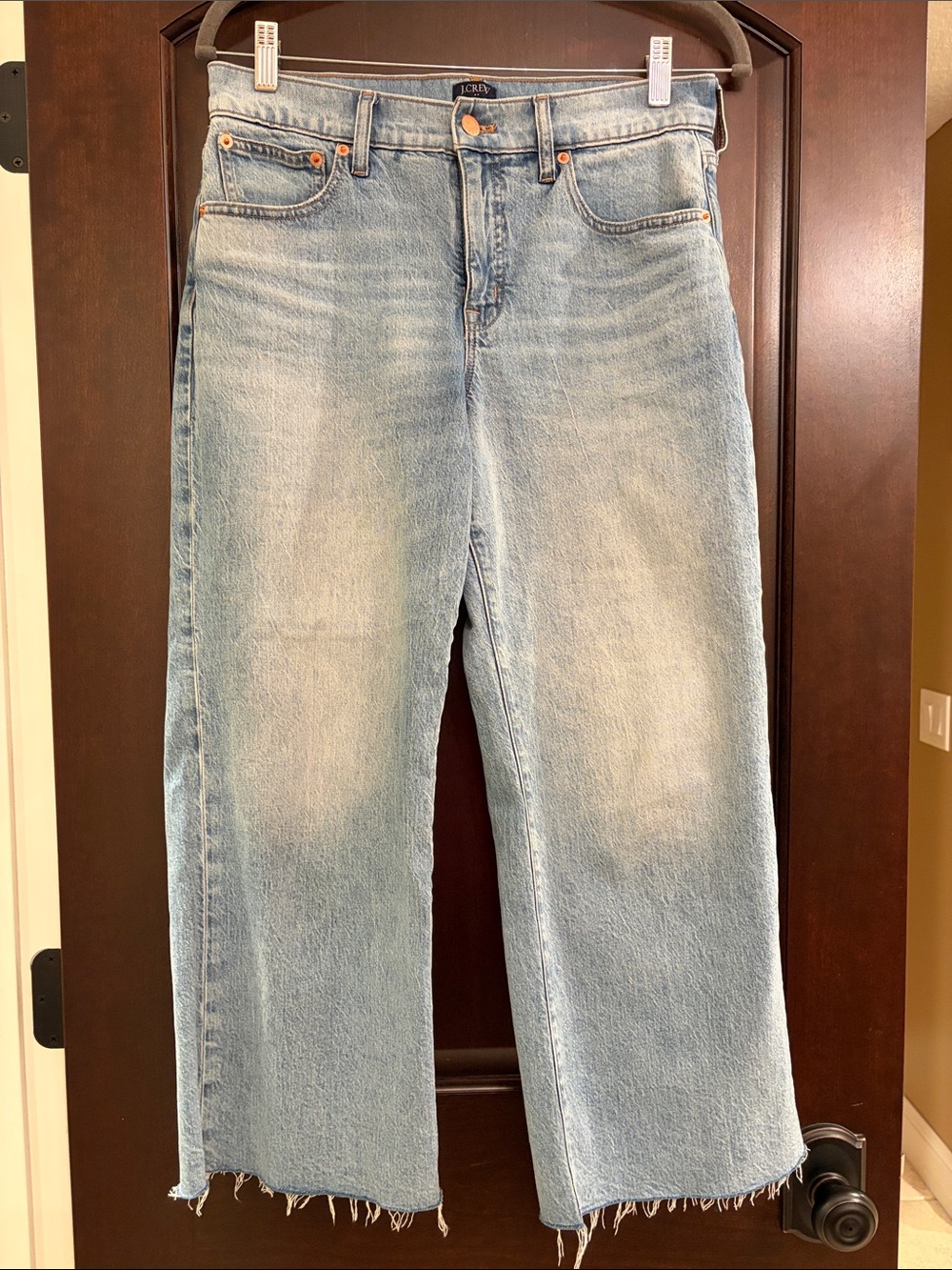 J. Crew Factory Light Wash High-Rise Wide Leg Crop Jeans
